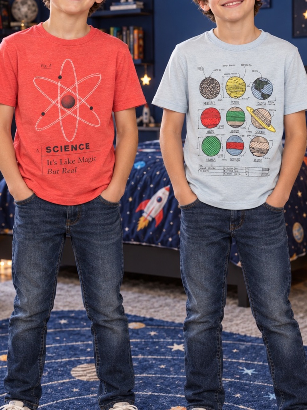 GAP-  Space & Science Graphic T-Shirt Set Size 10/11 Medium